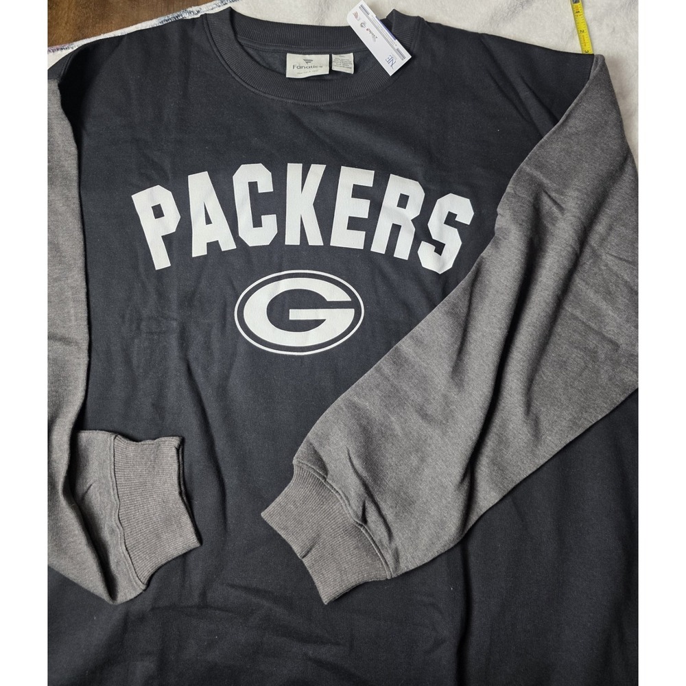 Green Bay Packers Fanatics Sweatshirt Mens 2XL Black Gray NFL Crewneck NWT